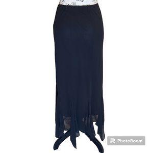 ALex Evening Black Chiffon Maxi Skirt with Handkerchief Hemline Women’s Size 1X
